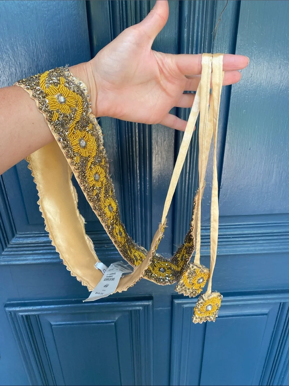 NEW✨Handcrafted Gold & Silver Beaded Waist Belt with Crystal Accents